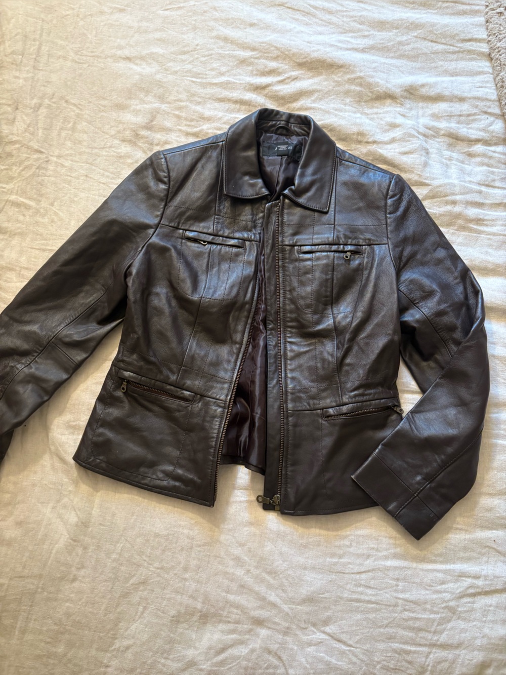 Vintage Alfani Brown 100% leather jacket